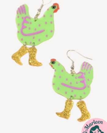 Glittercluck Grøn Høne Med Guldstøvler