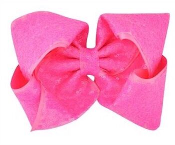 Hårklips Med Stor Sløjfe Palliet Neonpink Elsker Pynt