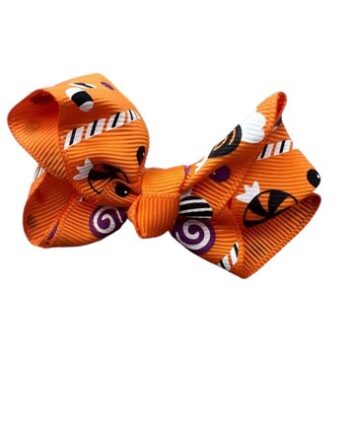 Hårsløjfe  Lille Sløjfe Med Halloweenprint Orange Elsker Pynt