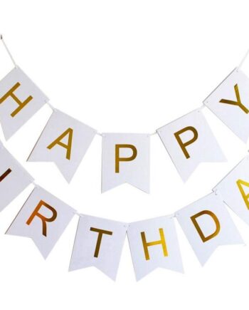 Happy Birthday Flagranke Lyseblå Guld