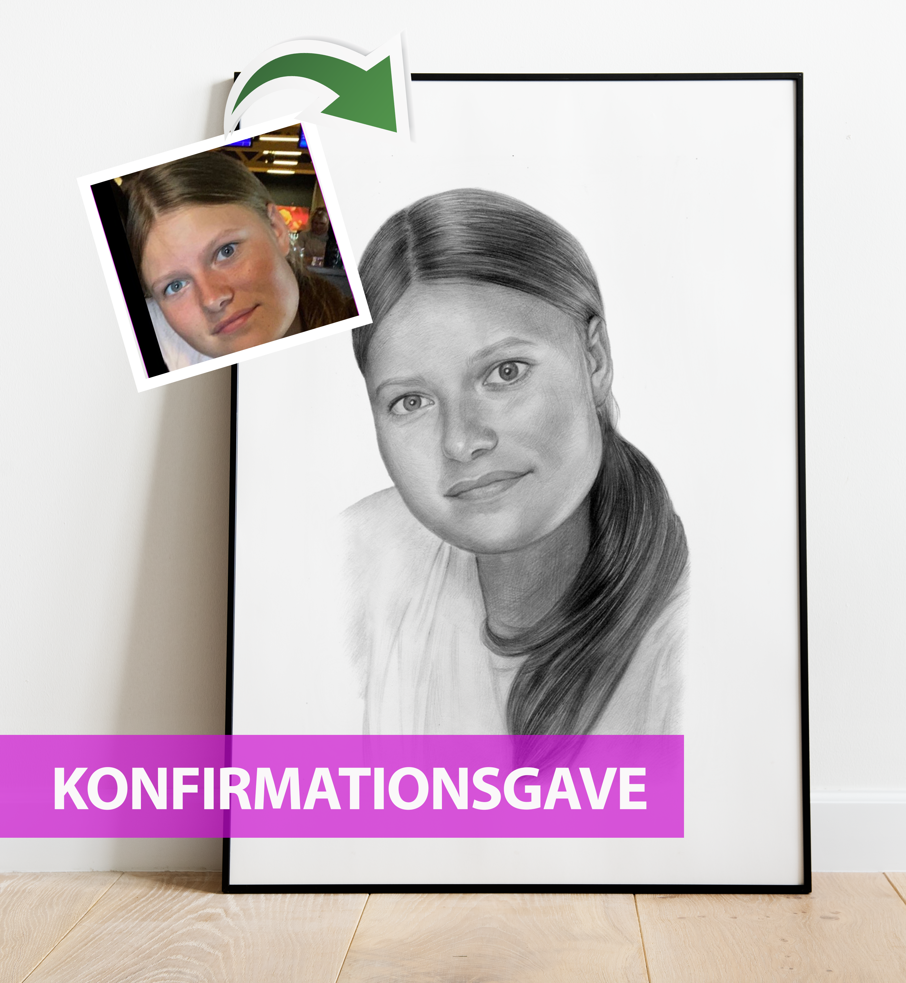 Konfirmationsgave Portrættegning Efter Dine Fotos