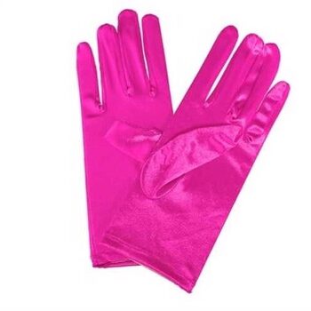 Korte Satin Handsker Pink
