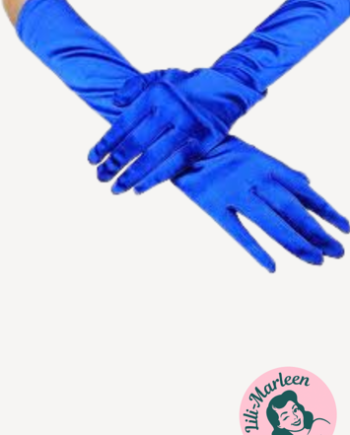 Lange Satin Handsker Blå