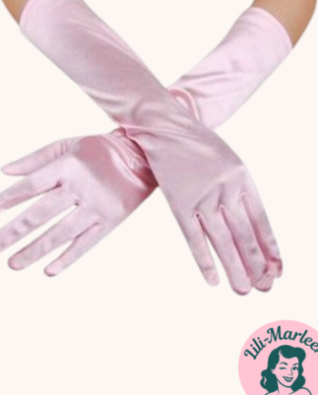 Lange Satin Handsker Lyserøde