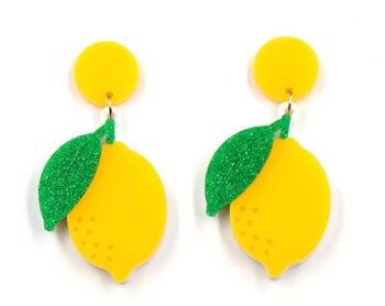 Lemon Pop Gule Citronøreringe Med Glitrende Blade