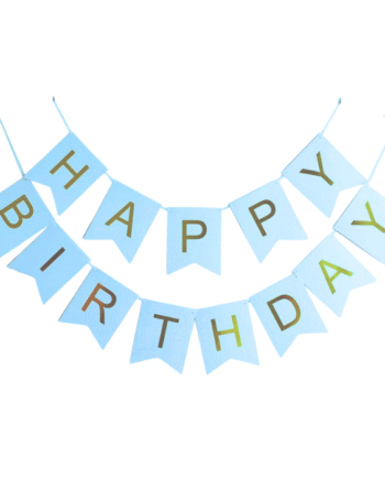 Lyseblå Happy Birthday Flagranke
