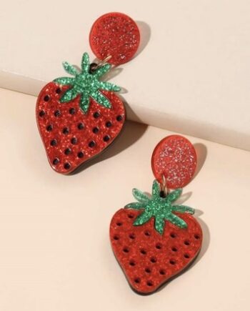 Miss Strawberry Glitrende Jordbærøreringe Med Retrocharme