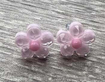 ørestikker Lyserøde Facet Slebet Med Pink Midte