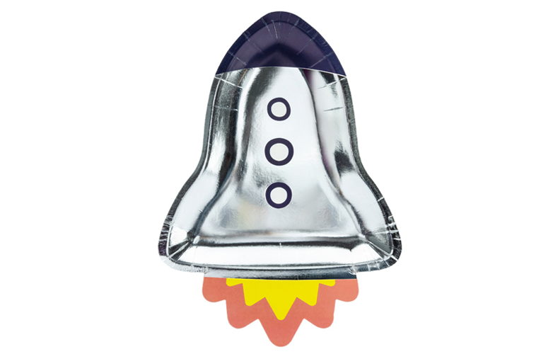Paptallerken Spacetema Raket Stk