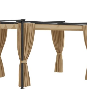 Pavillon Med Gardiner Gråbrun