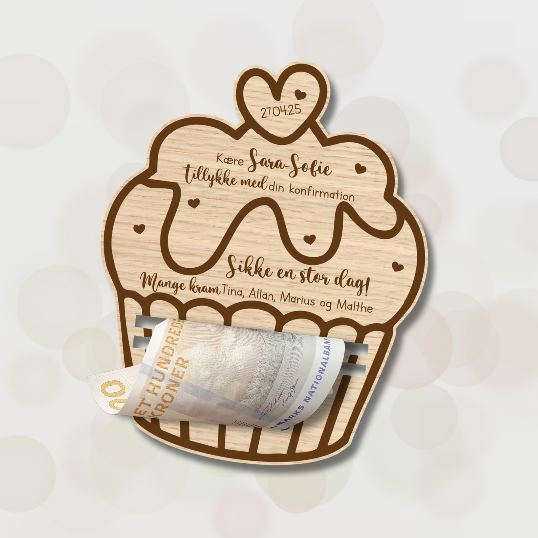 Pengegave Cupcake Træ Mdf