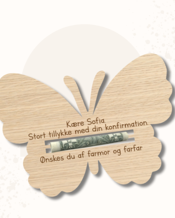 Pengegave Sommerfugl Konfirmation Mdf