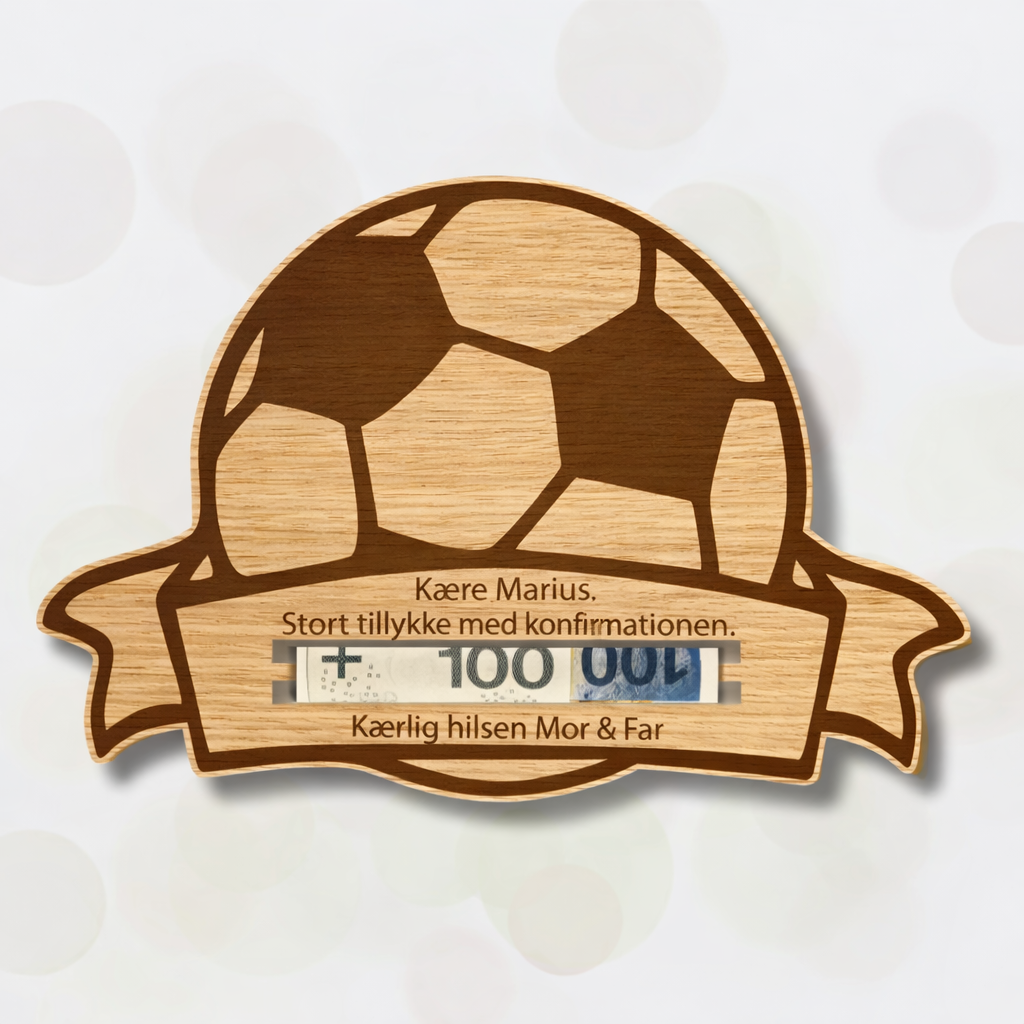 Personlig Pengegave Træ Fodbold Mdf