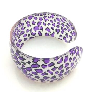 Plastik Armring Halvåben Leopard Lilla