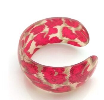 Plastik Armring Halvåben Leopard Rød