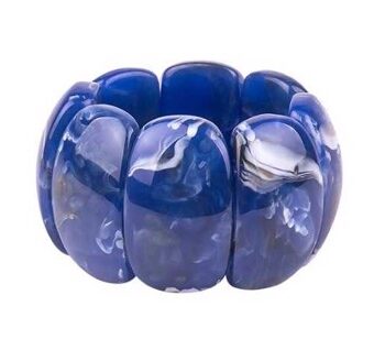 Plastik Armring Resin Cuff Kongeblå Marmorering