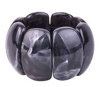 Plastik Armring Resin Cuff Sort Marmorering