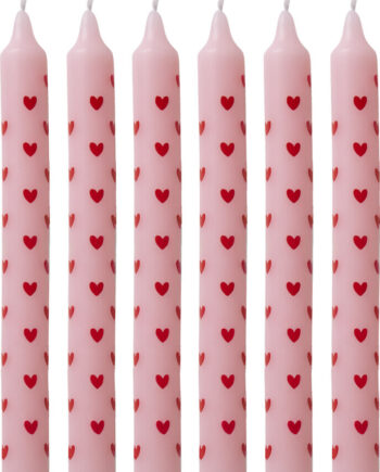 Rice Candles With Heart Print Red