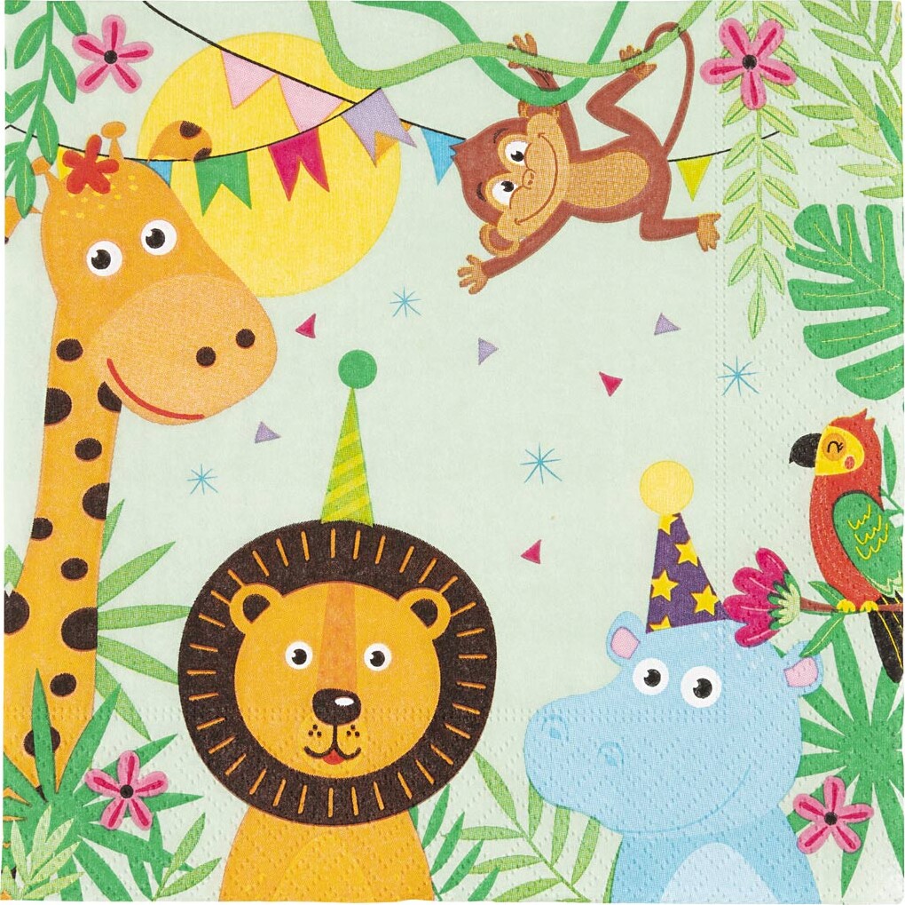 Servietter Fest Hos Dyrene Str 33x33 20stk Paper Design