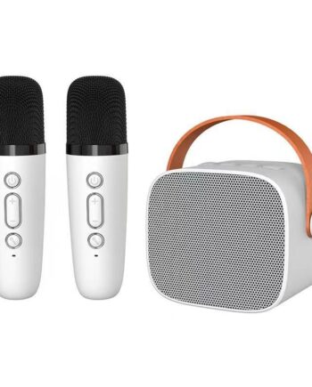 Smart Karaoke Højtaler Med Mikrofoner Perfekt Til Fest Sjov Hvid
