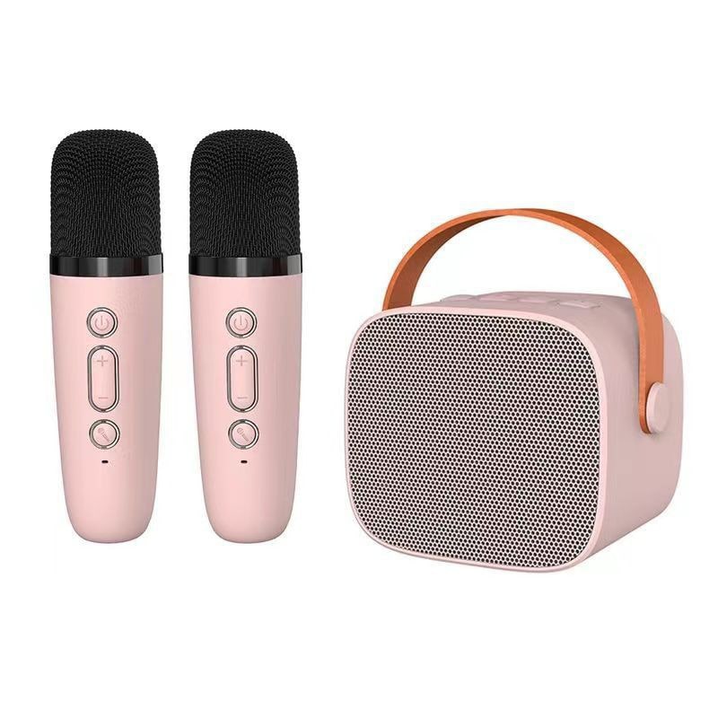 Smart Karaoke Højtaler Med Mikrofoner Perfekt Til Fest Sjov Lyserød