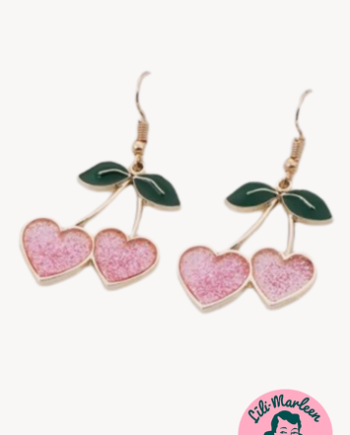 Sweet Cherry Hearts Kirsebærøreringe Med Glitrende Hjerter