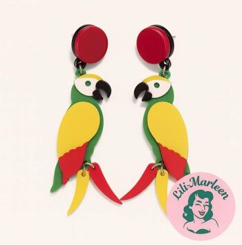 Tropical Parrot Farverige Papegøjeøreringe Retro Stil