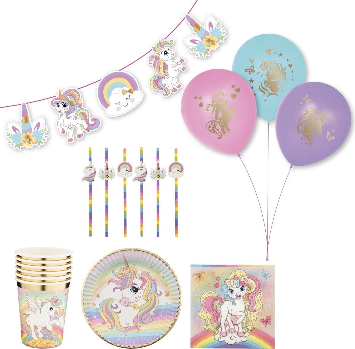 Unicorn Party Box Enhjørning Pynt Personer Dele Moxy