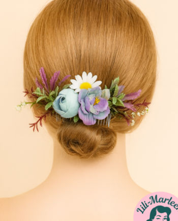 Vintage Hårkam Med Blå Lilla Blomster Romantisk Hårpynt Til Bryllup Fest