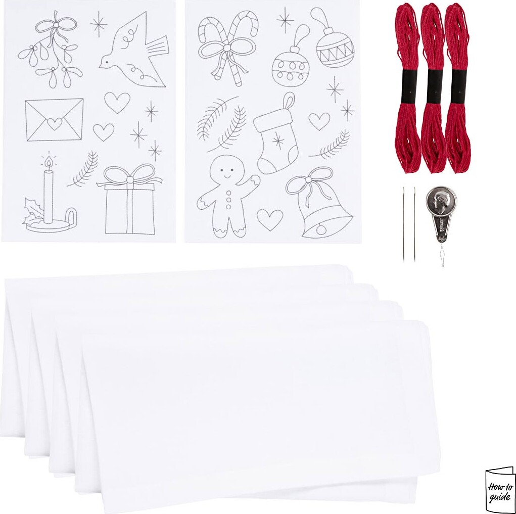 Diy Kit Broderi Juleservietter Julerød Creativ Company