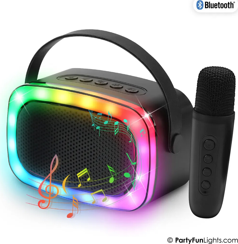 Party Fun Lights Mini Karaoke Højttaler Med Trådløs Mikrofon